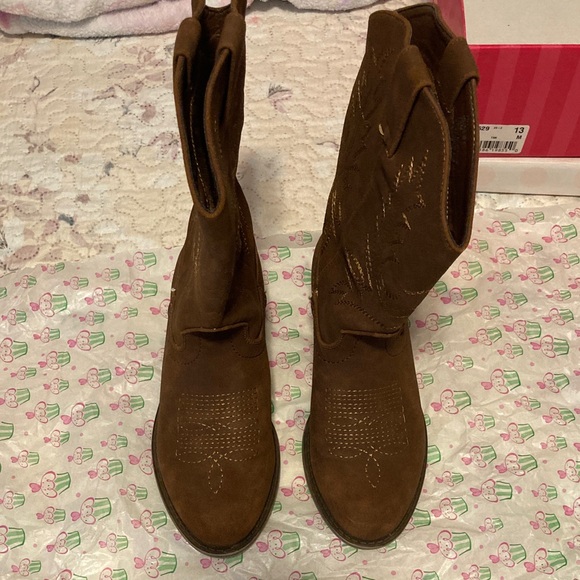 Brown Kids Cowboy Boots - Picture 3 of 8